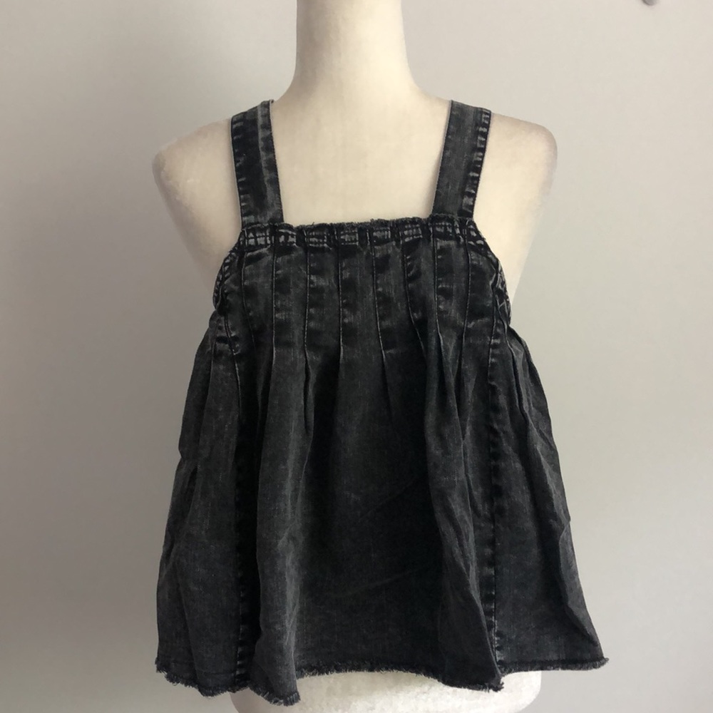 Free People black Marina denim top Medium NWT - Picture 3 of 12